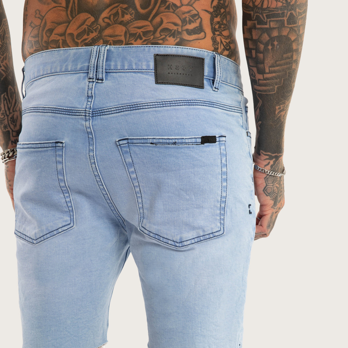 Kiss Chacey KS2 Denim Short in Destroyed Crystal Blue