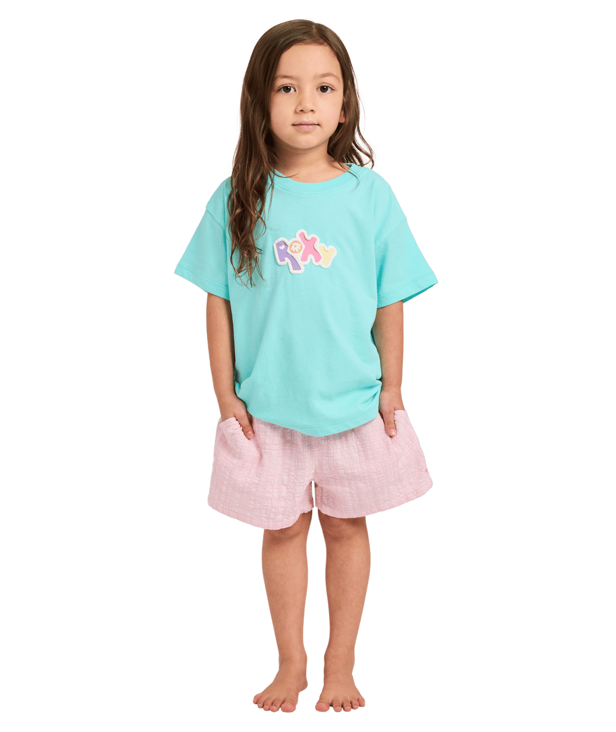 Roxy Girls 2-7 Aloha Blush Elastic Waist Shorts in POWDER PINK