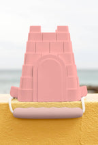 Coast Kids Silicone Beach Bucket - Clovelly Castle in tan with sage handle