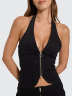 Thrills Co Vida Halter Top - Black in Black
