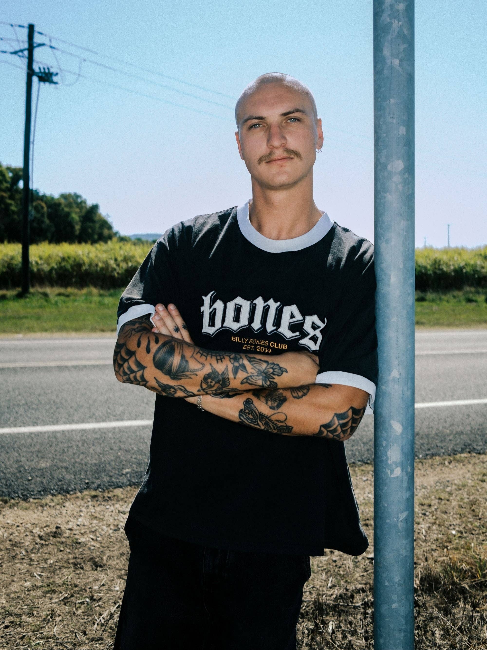 Billy Bones Club Bones Classic Ringer Tee - Vintage Black/ White in Single