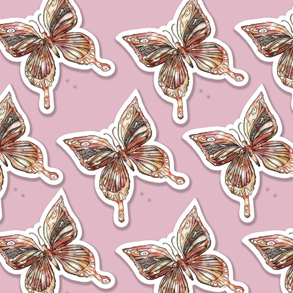 Butterfly Mandala Watercolour Vinyl Sticker