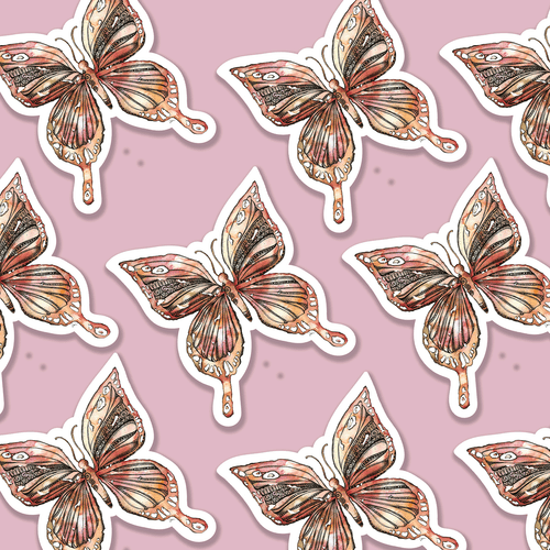 Butterfly Mandala Watercolour Vinyl Sticker