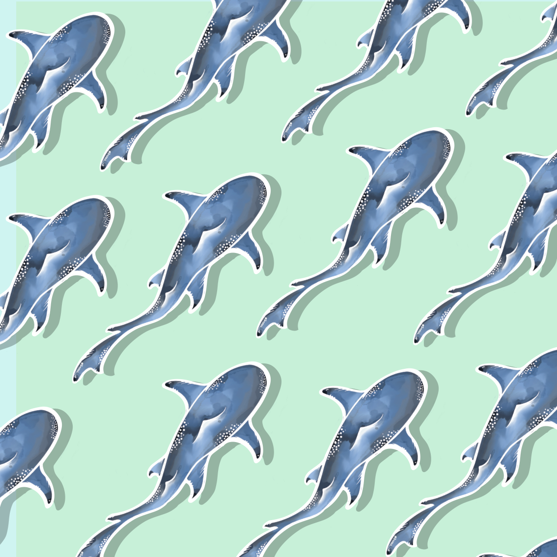 Trevena & Co Thresher Shark Watercolour Vinyl Sticker in Single