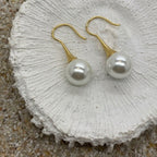 MiKi Jewellery Round Pearl Drop Gold in Default Title