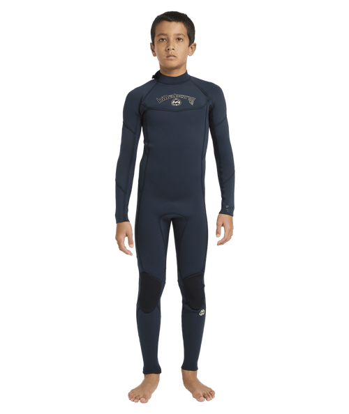 Billabong Boys 8-16 3/2 mm Absolute Back Zip Flatlock Steamer Wetsuit in Navy
