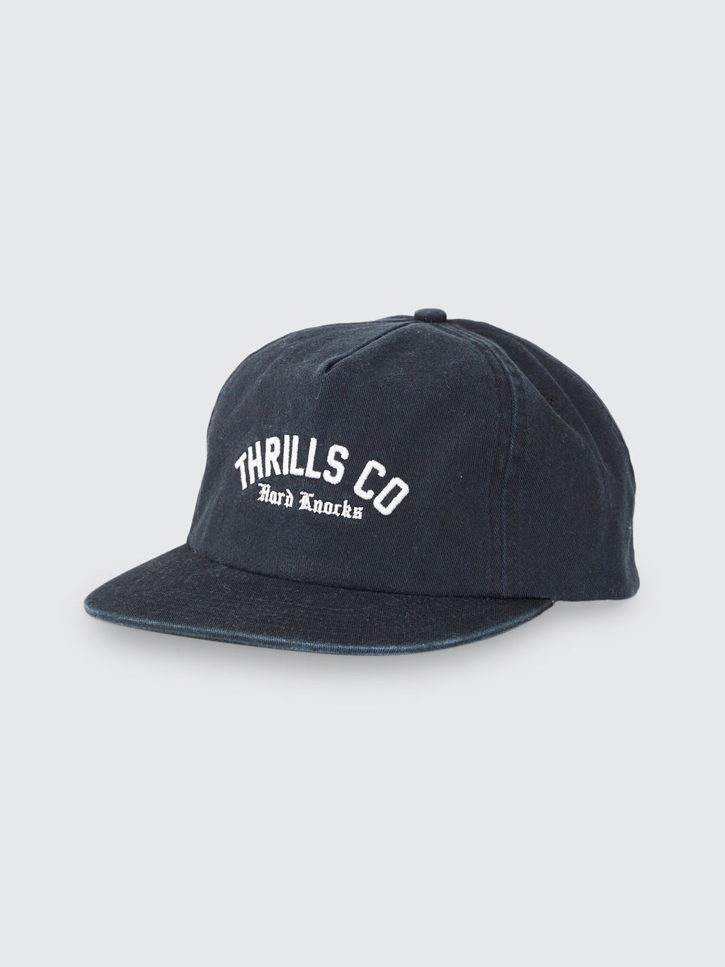 Thrills Co Hard Knocks College 5 Panel Cap - Black in Black