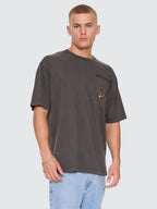Thrills Co Seen & Heard Oversize Pocket Tee - Dark Merch Black in Dark Merch Black