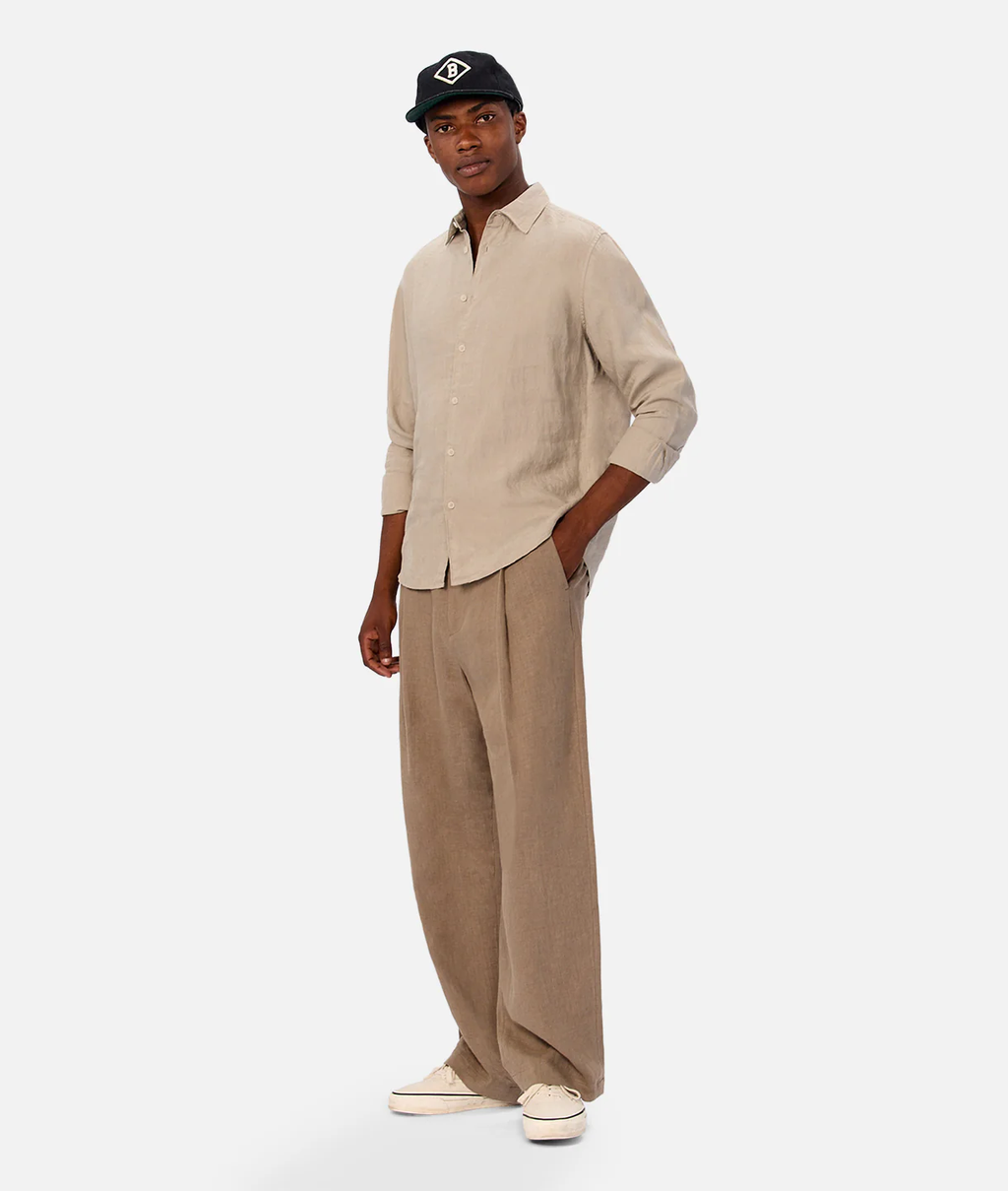Industrie The St Martins Long Sleeve Linen Shirt - Denim in MOSS