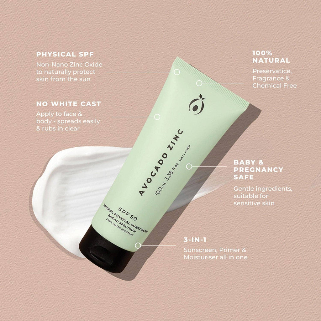 Avocado Zinc Spf 50 Natural Physical Sunscreen in Single