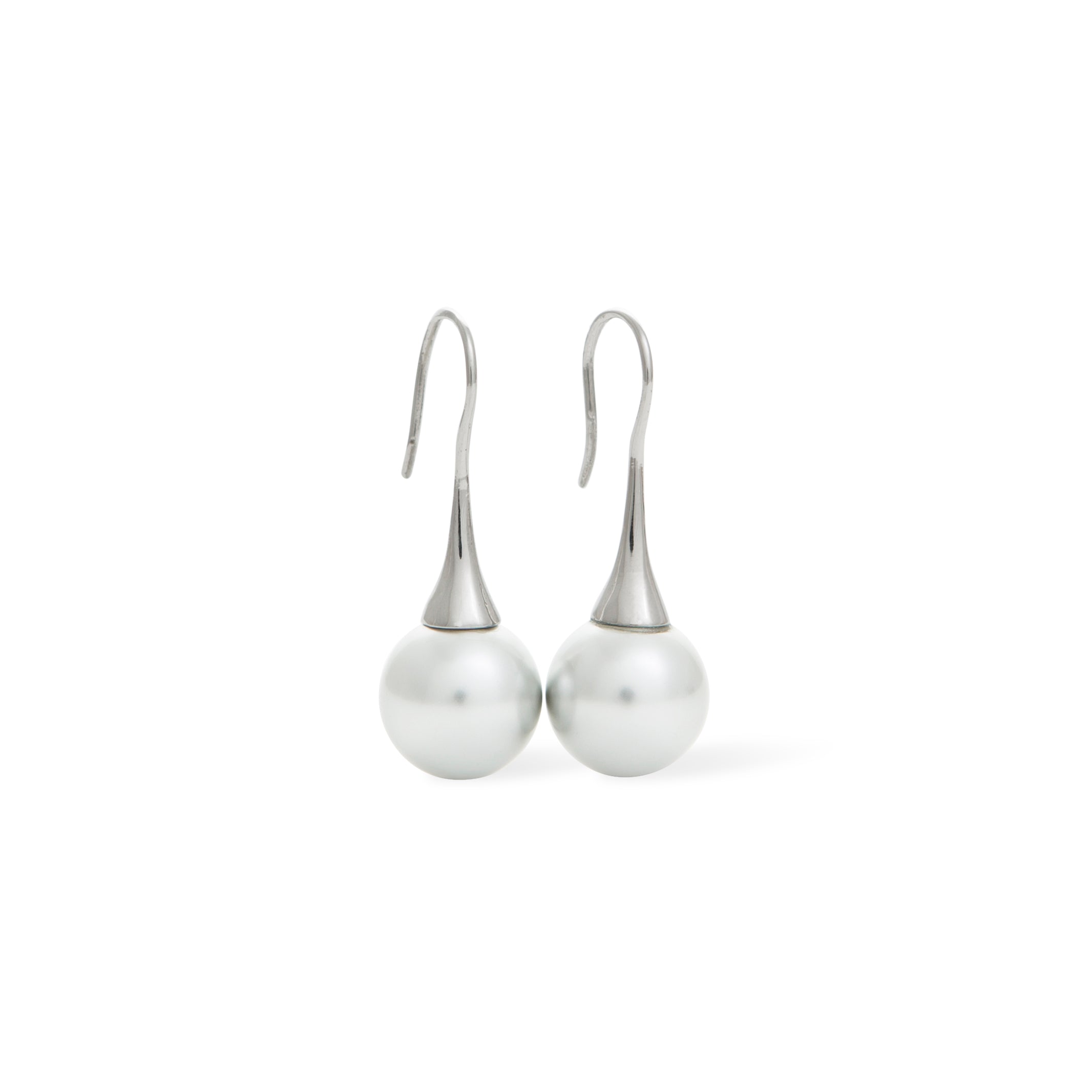 MiKi Jewellery Round Pearl Drop Silver in Default Title
