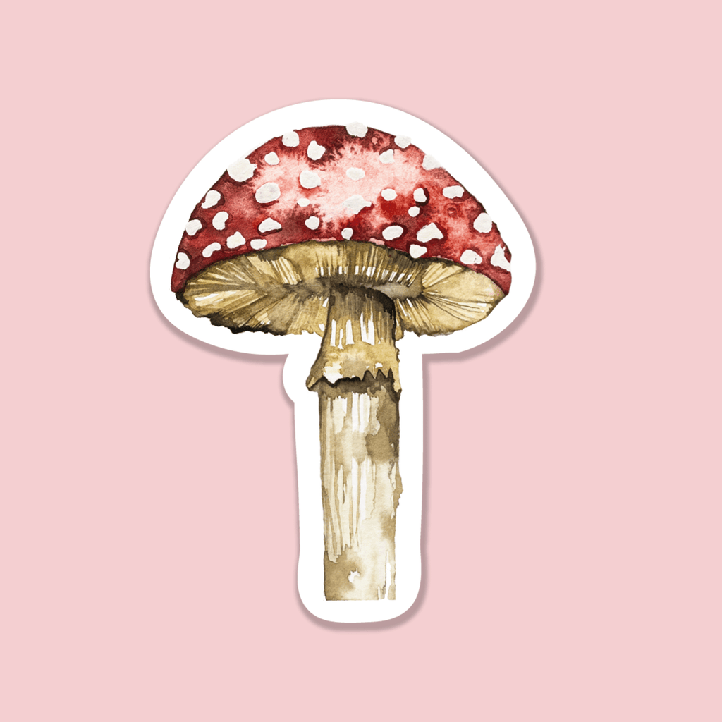 Trevena & Co Mushroom Watercolour Vinyl Sticker in Single
