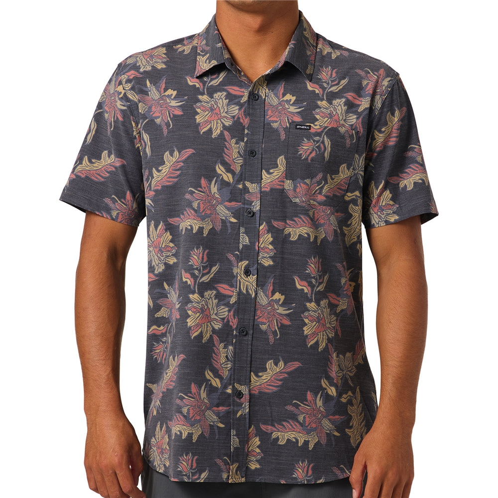 O'Neill Upf Slub Standard Ss Woven Shirt in BLK BLACK