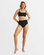 Billabong Womens Sol Searcher Hi Retro Bikini Bottom in Black Pebble