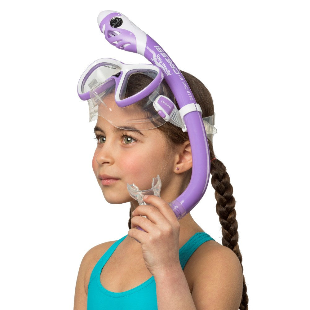 Cressi Pegaso + Iguana Dry Jr MS Set in Lilac/White