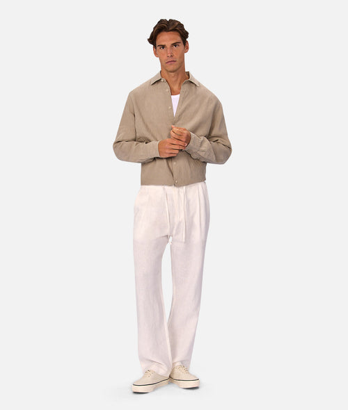 Industrie The St Martins Long Sleeve Linen Shirt - Fawn in FAWN