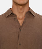 Industrie The St Martins Long Sleeve Linen Shirt - Denim in MACCHIATO