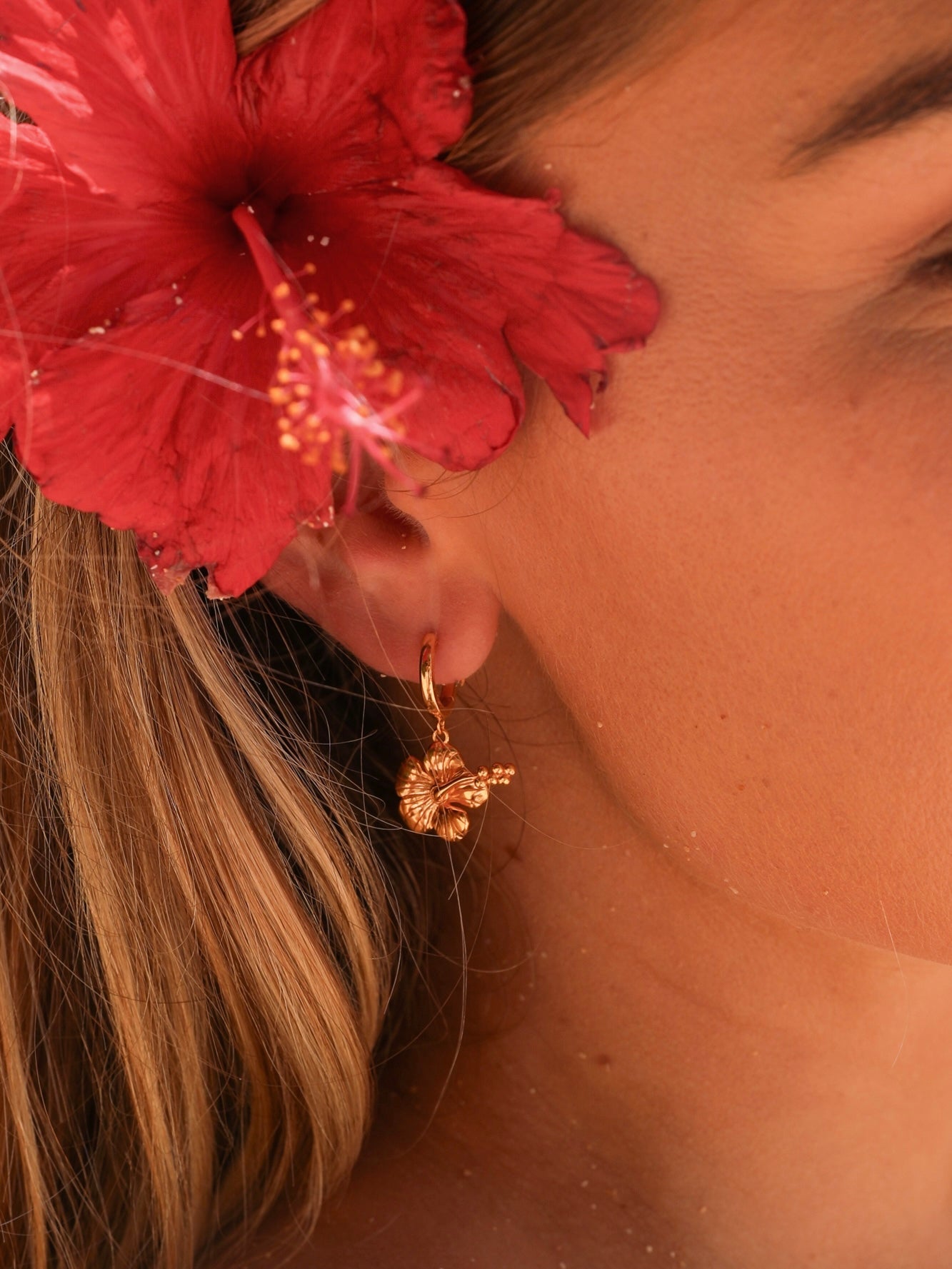 Malakai The Label Hibiscus Hoops 18K Gold Vermeil in Default Title