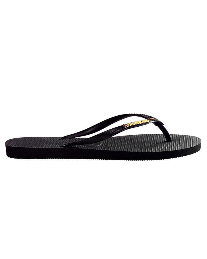 Havaianas Slim Metal Logo Black/Gold in Black/Gold