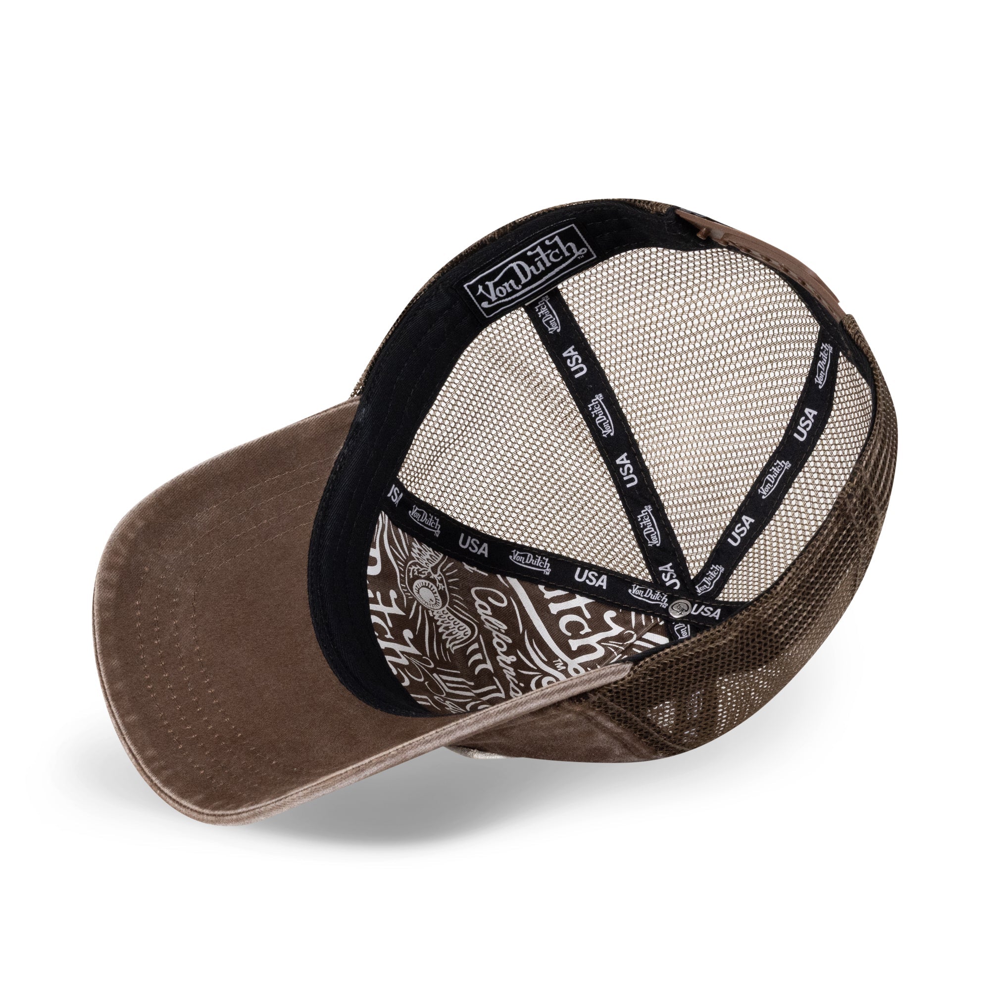 Von Dutch VD Originals Super Patch Trucker Hat Brown in Brown