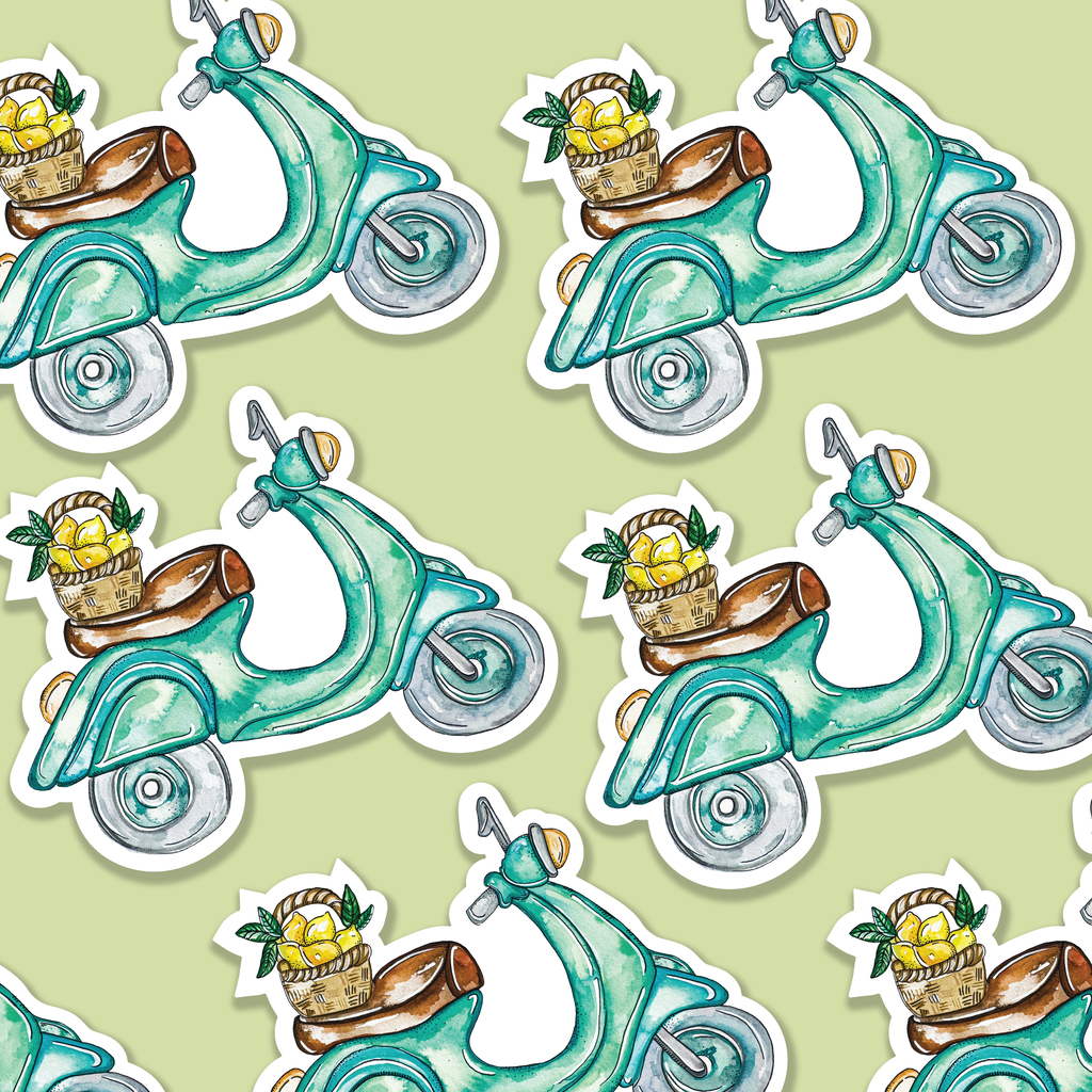 Vespa Motor Bike Watercolour Vinyl Sticker
