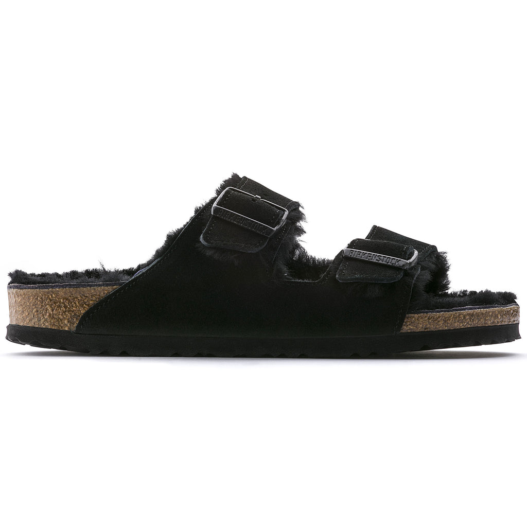 Birkenstock Arizona Shearling Black Suede Leather/Shearling Regular in Black