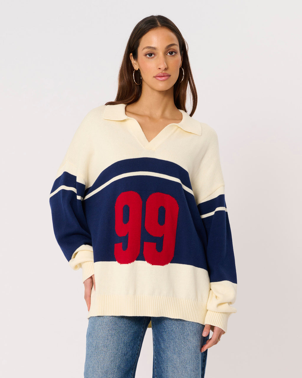 Abrand Jeans 99 Rugby Knit in BLUE STRIPE