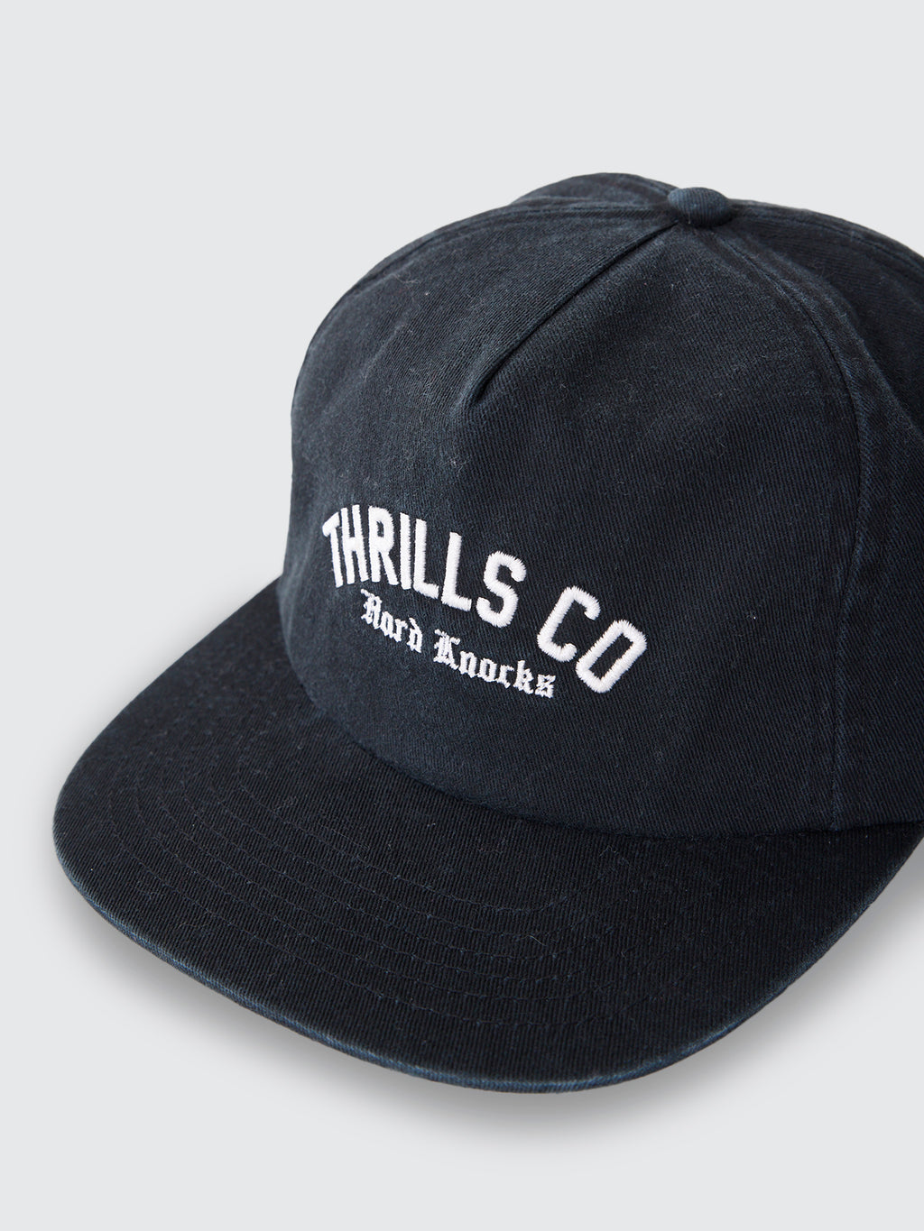 Thrills Co Hard Knocks College 5 Panel Cap - Black in Black