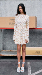 Minkpink Butter Yellow Polka Dot Mini Dress with Drop Waist in Butter Spot