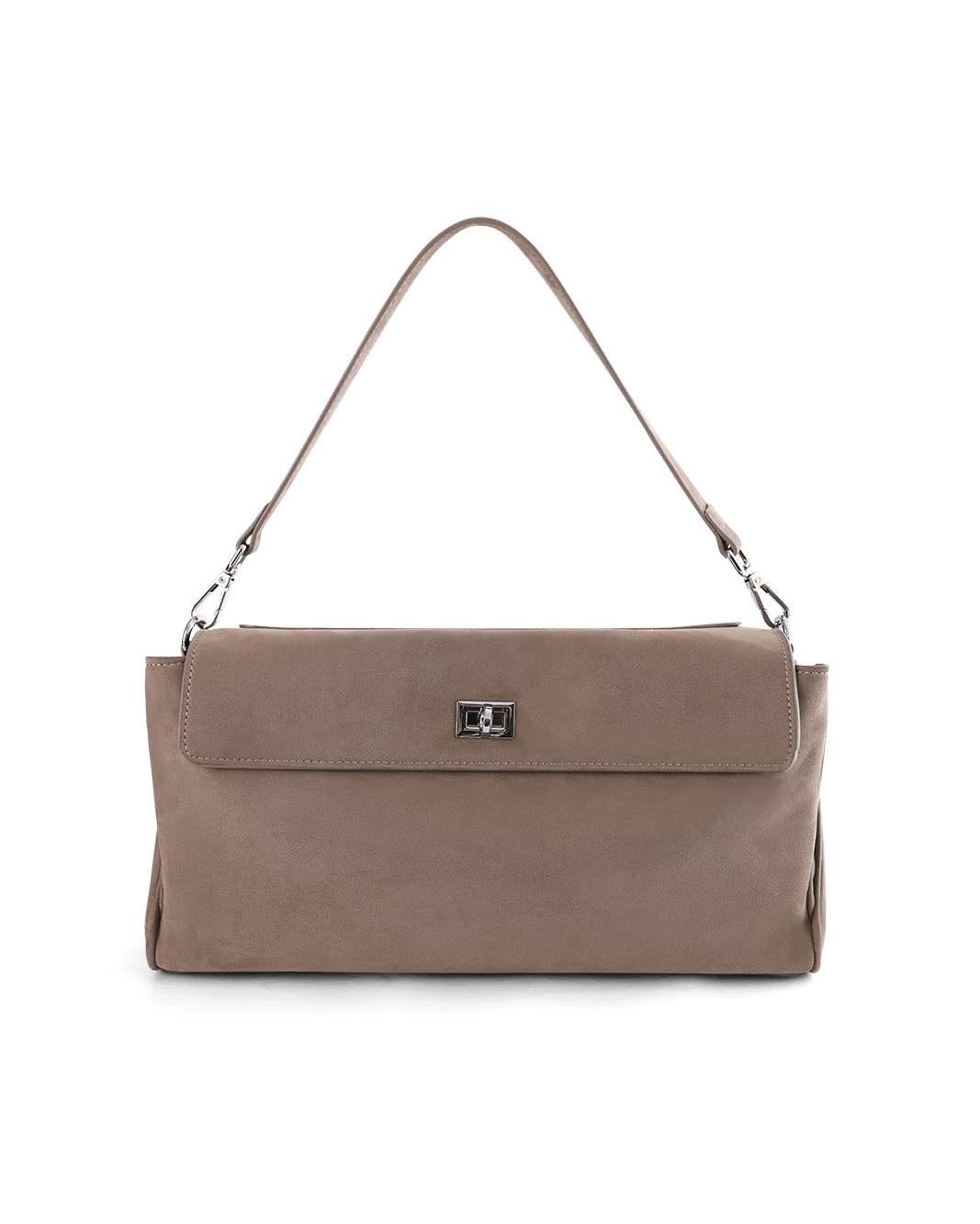 Billini VELA SHOULDER BAG in FOSSIL SUEDE-SILVER