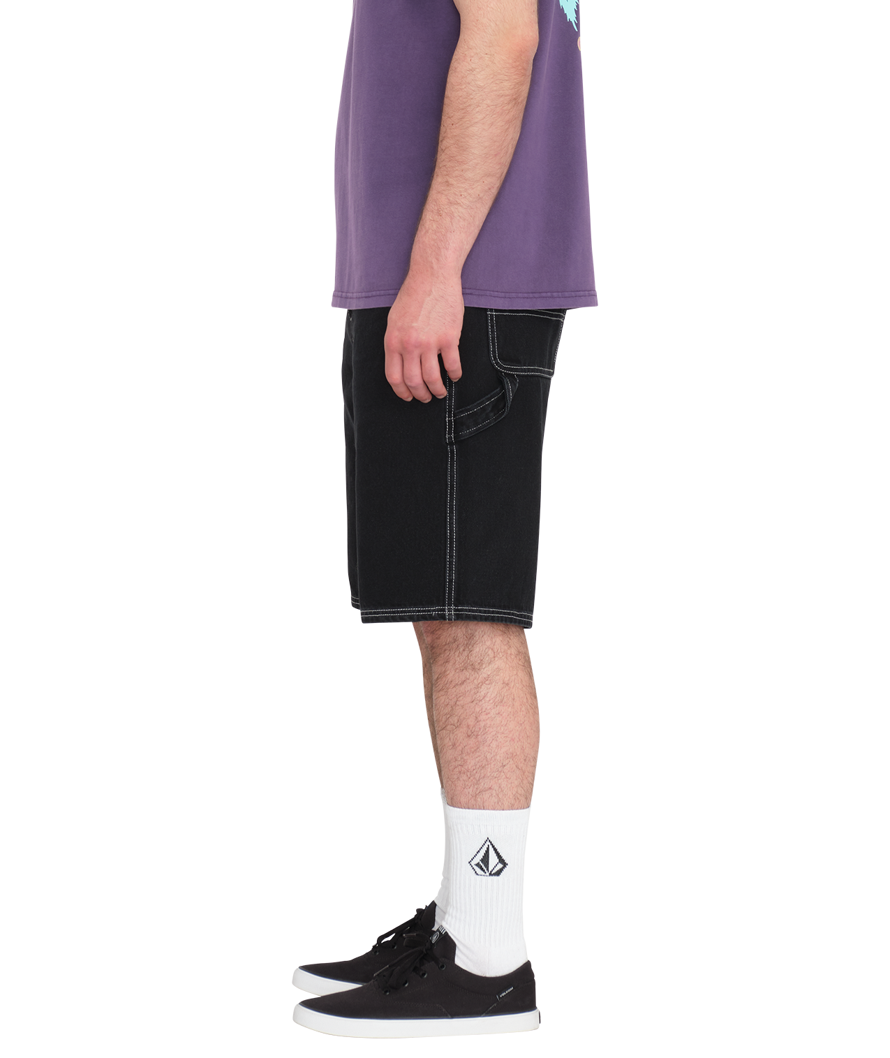 Volcom Labored Denim Utility Short in BLACK