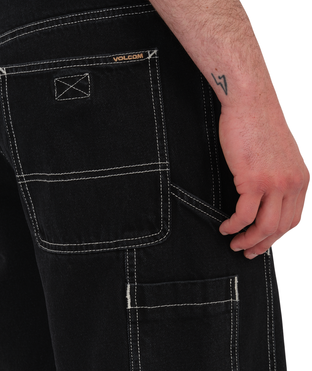 Volcom Labored Denim Utility Short in BLACK