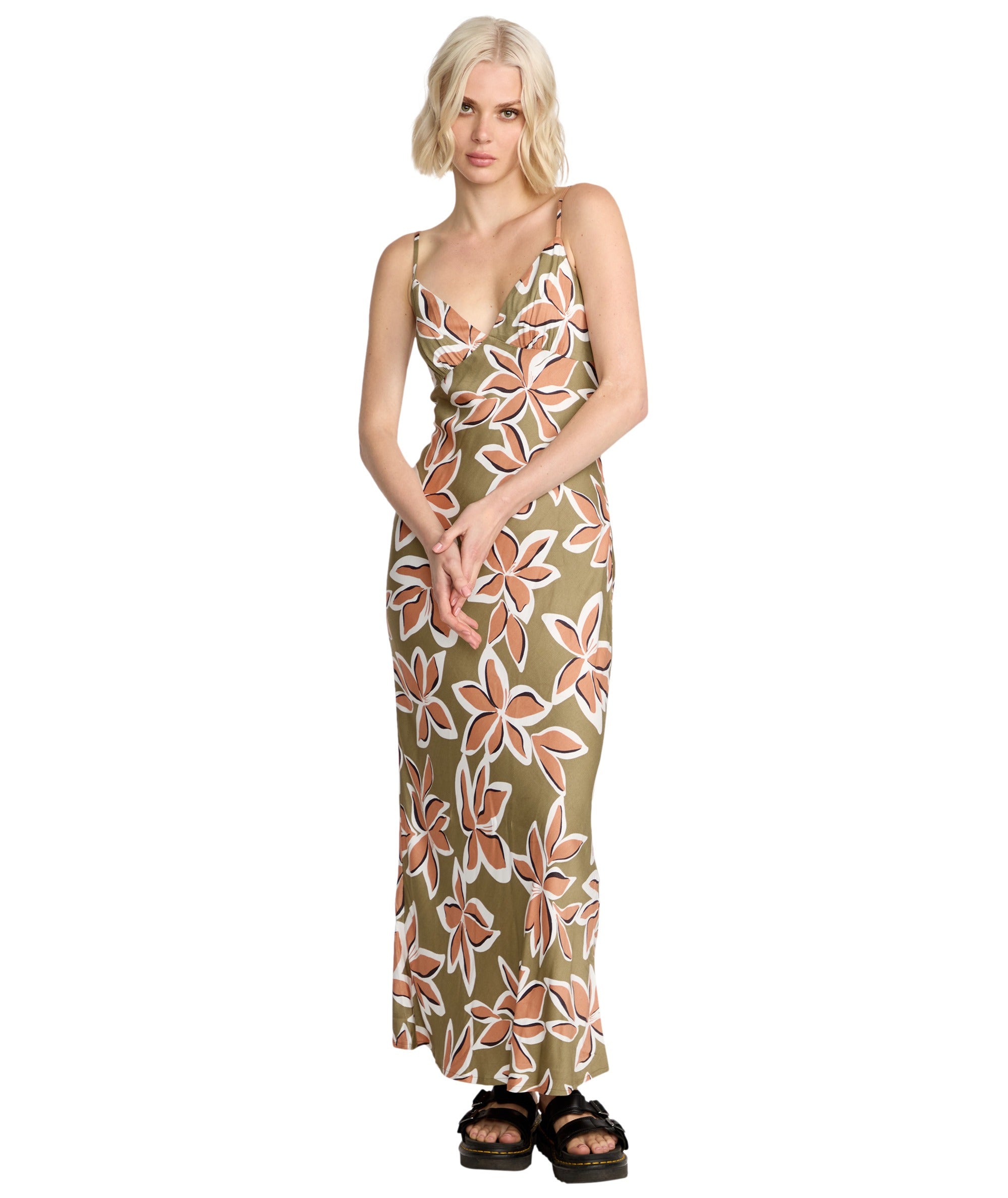 Volcom Psychonic Slippy Dress in LIGHT ARMY