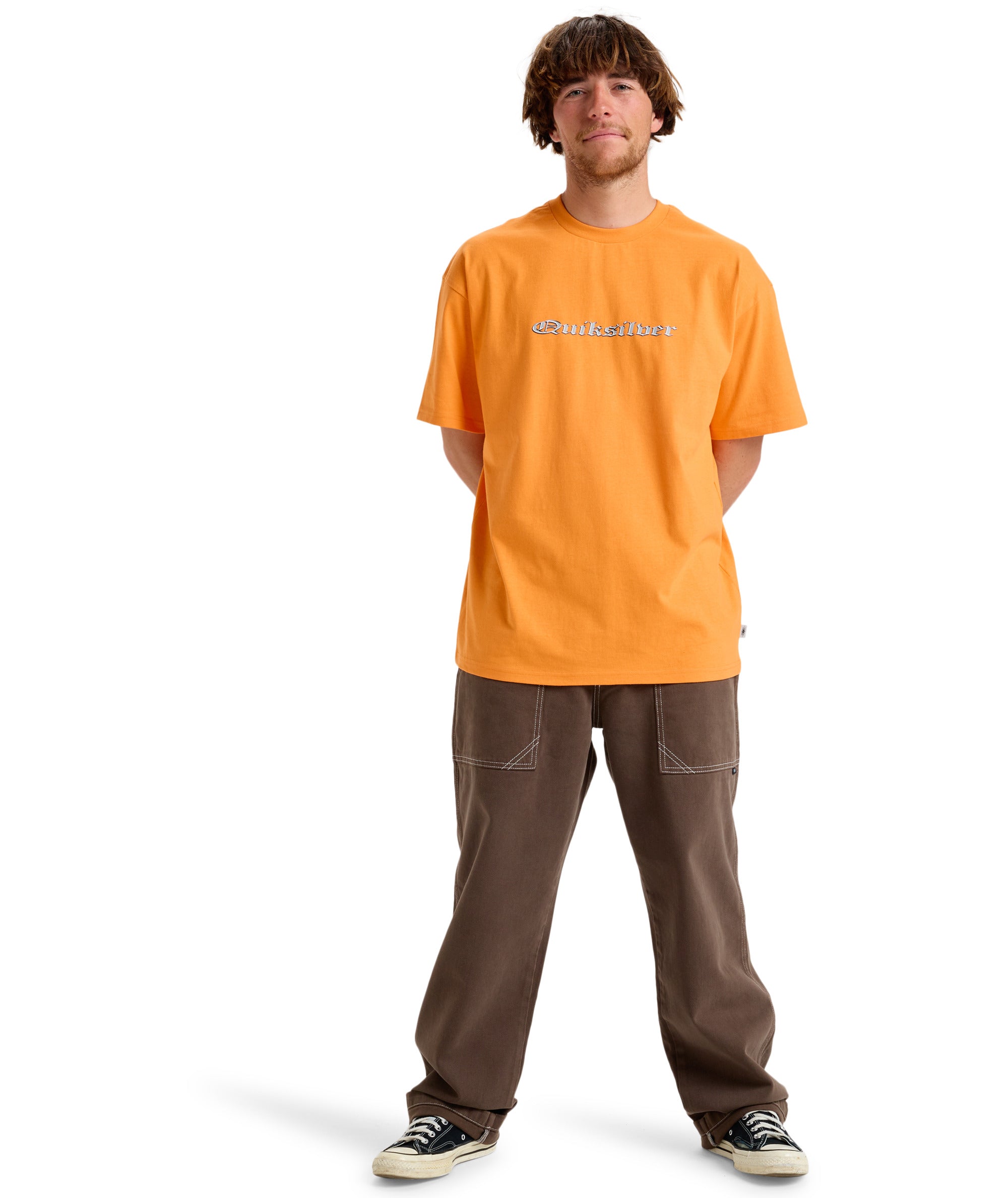 Quiksilver Mercury Chrome Oldenglish Tee in ORANGE PEEL