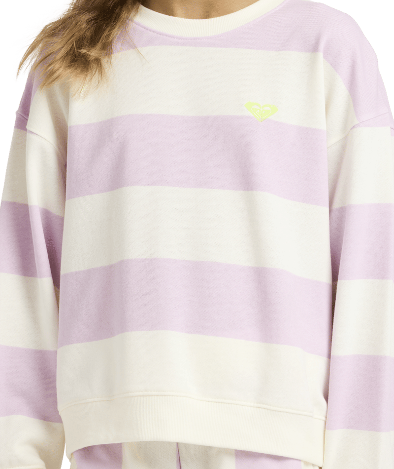 Roxy Little Things Crew in CROCUS PETAL STRICTLY STRIPE