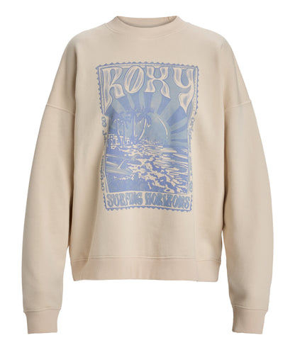 Roxy Lineup Oversized Crew in PARCHMENT