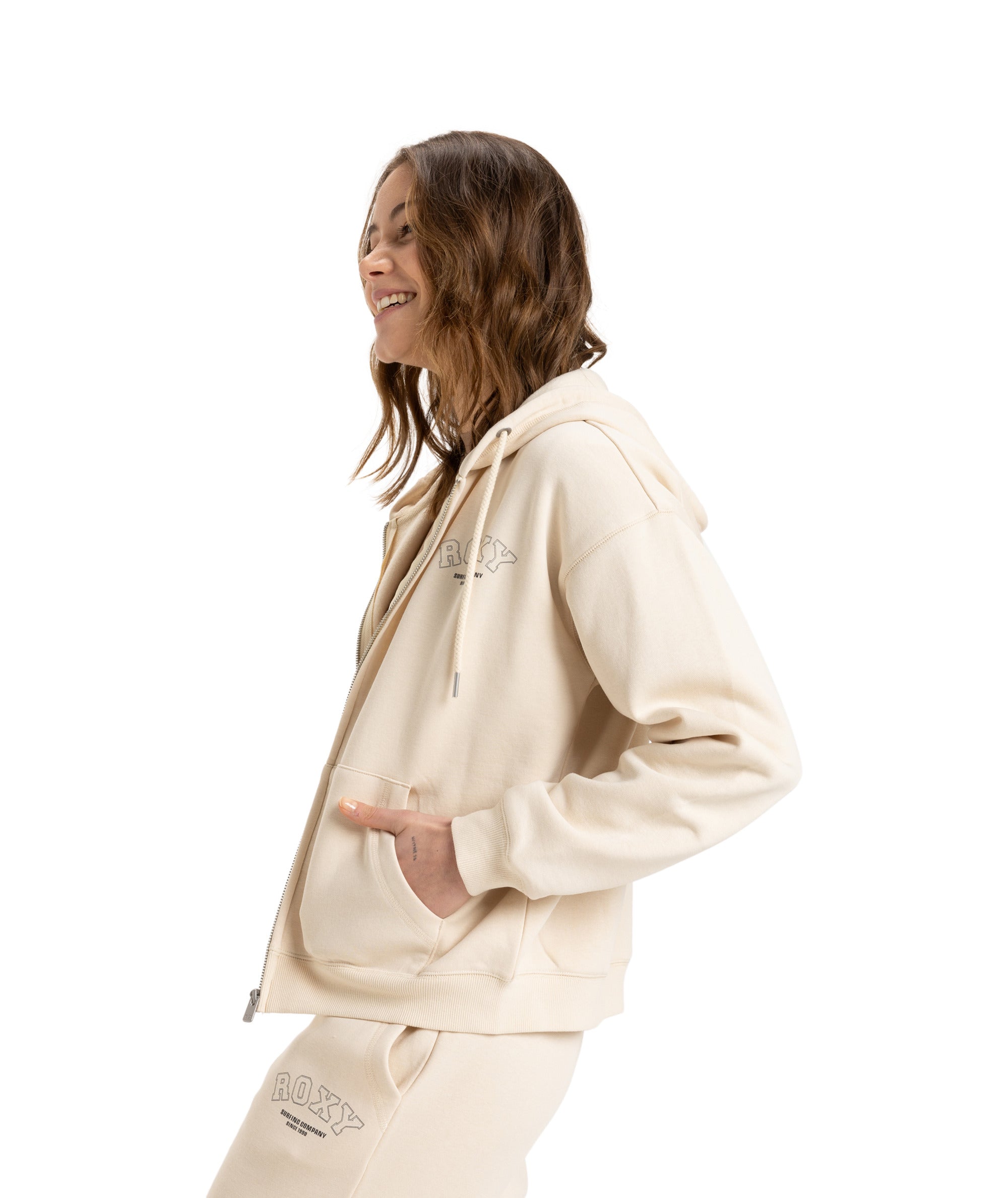 Roxy Perfect Place Zip Brushed in PARCHMENT