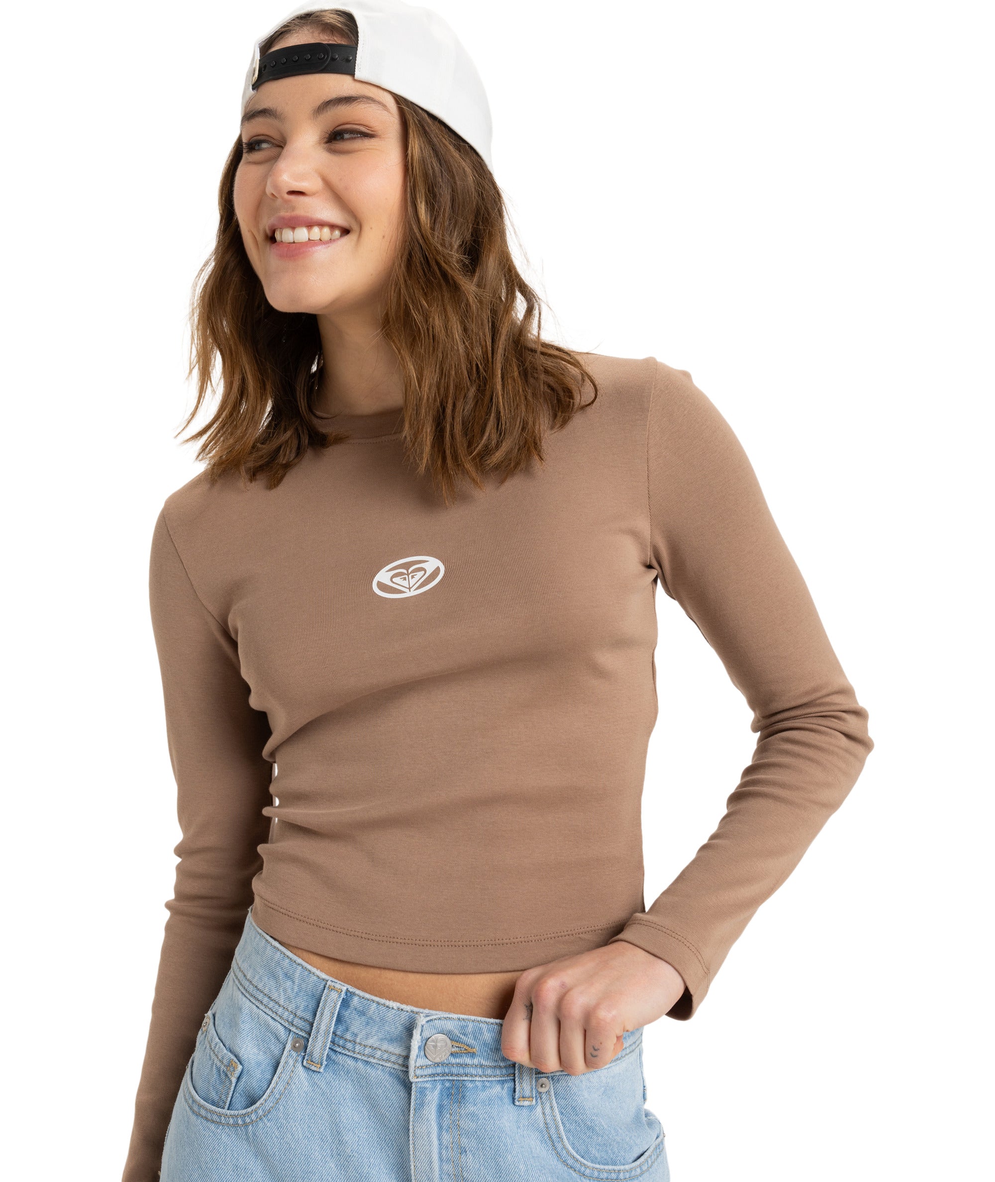 Roxy Ls Baby T in PORTABELLA