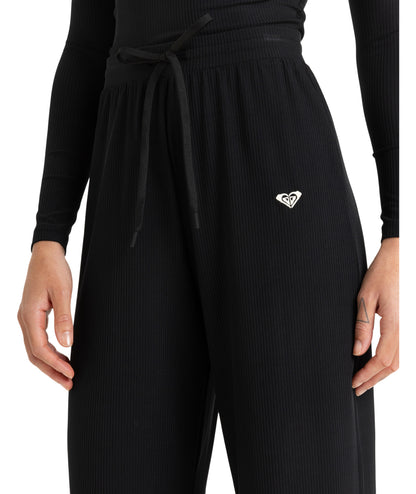 Roxy Rise & Vibe Rib Wide Leg Pants in ANTHRACITE