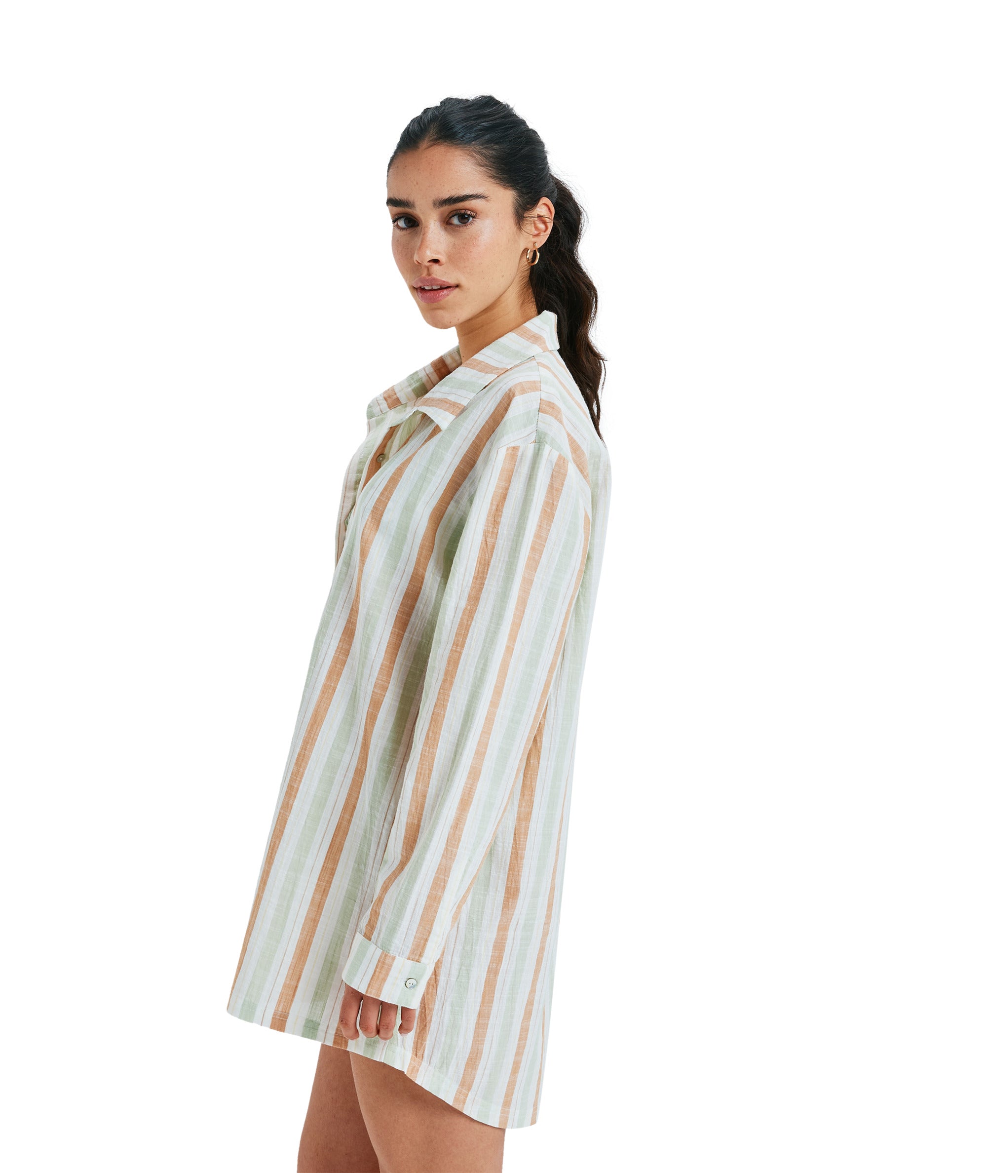 Roxy New Blue Riptide in LAUREL GREEN CARVER STRIPE SWI