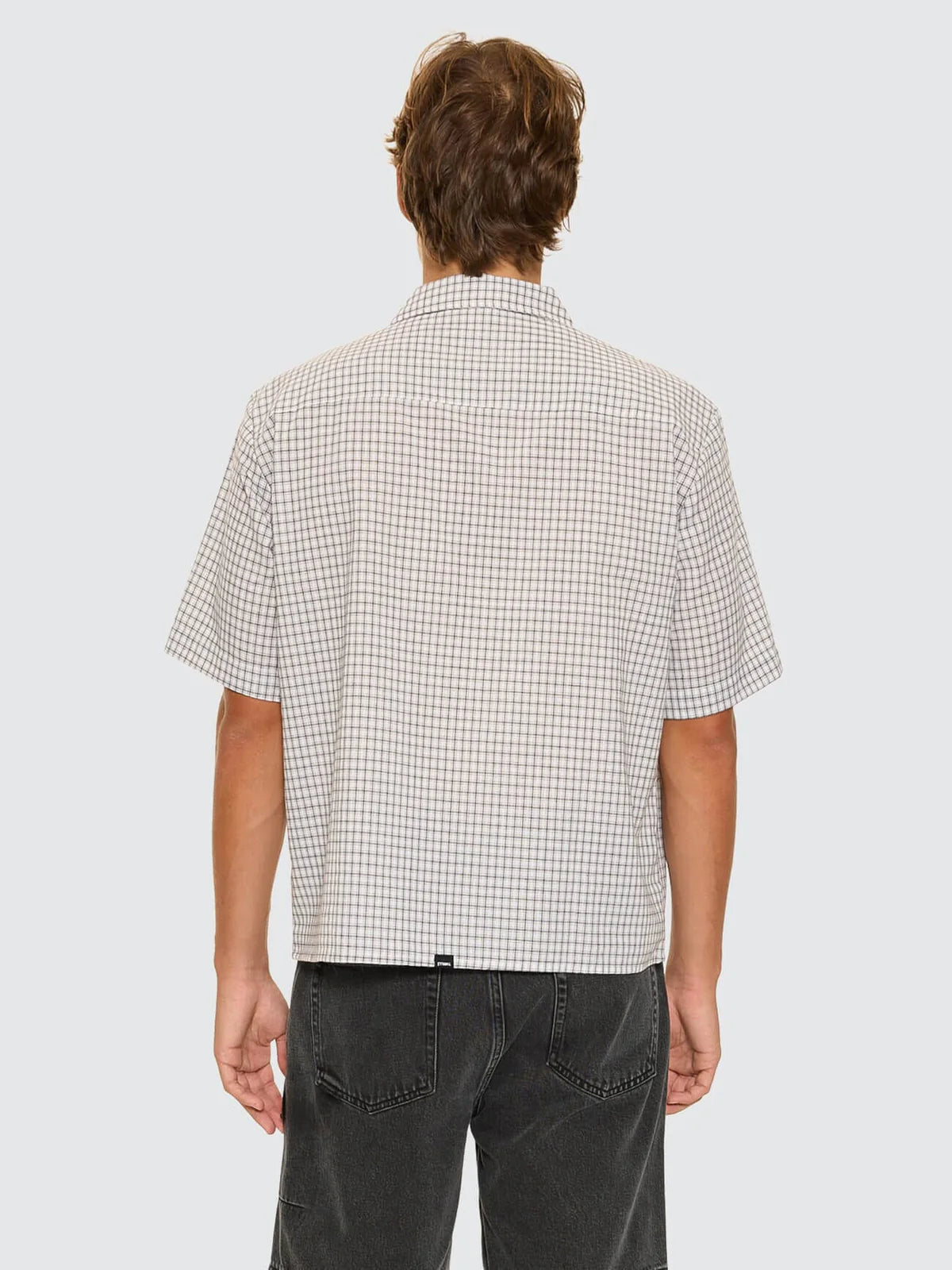 Thrills Co Super Charged Short Sleeve Cropped Check Work Shirt - White