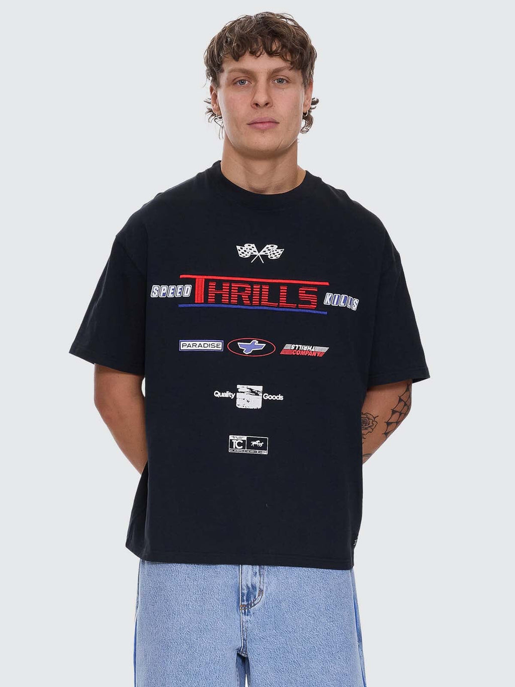 Thrills Co Rapid Fire Box Fit Oversize Tee - Washed Black