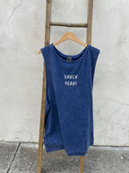 EP SURF Mens Shuck Yeah Muscle Tank - Blue Stonewash/White