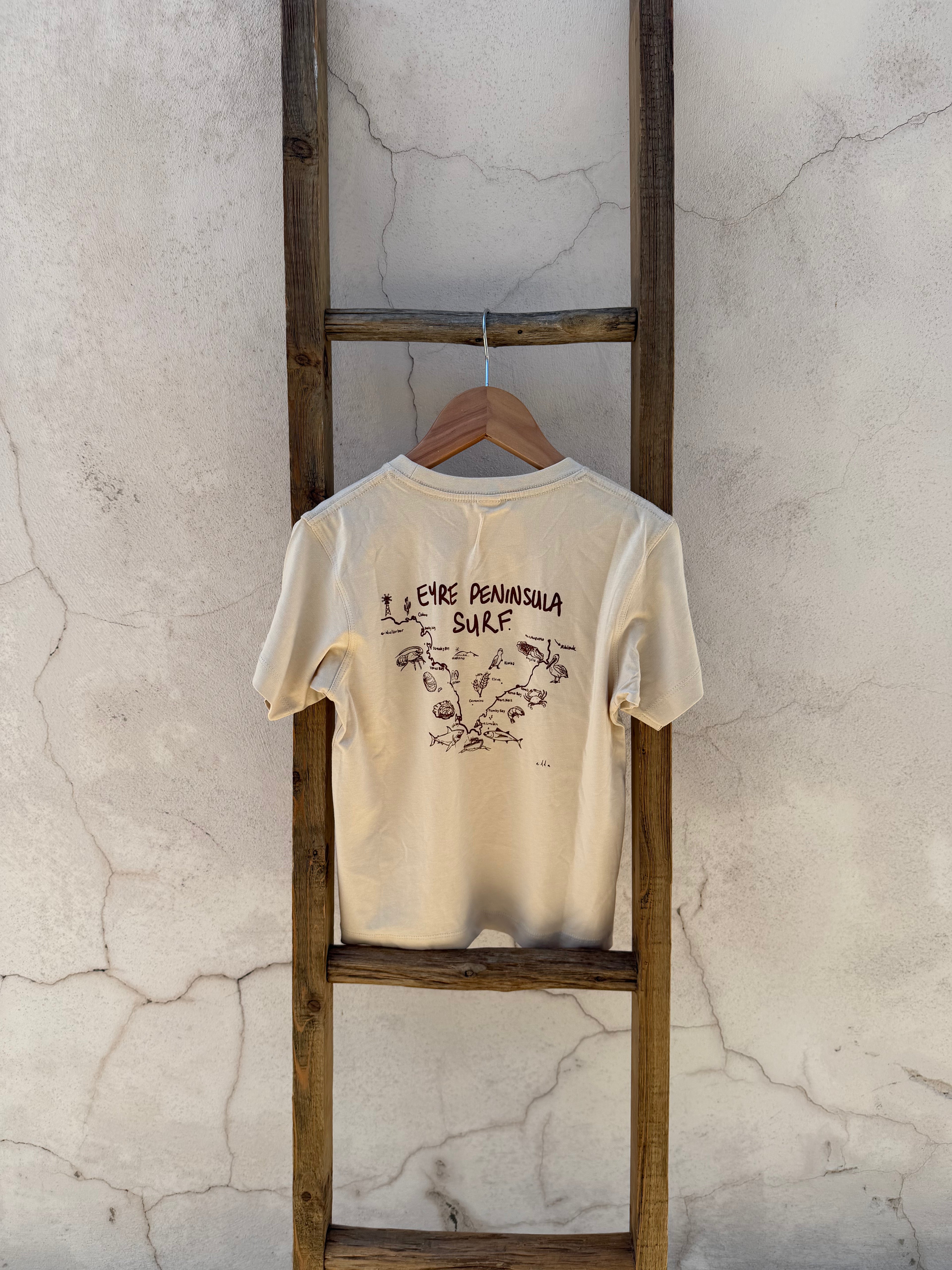 EP SURF Kids Map Tee - Cream/Brown