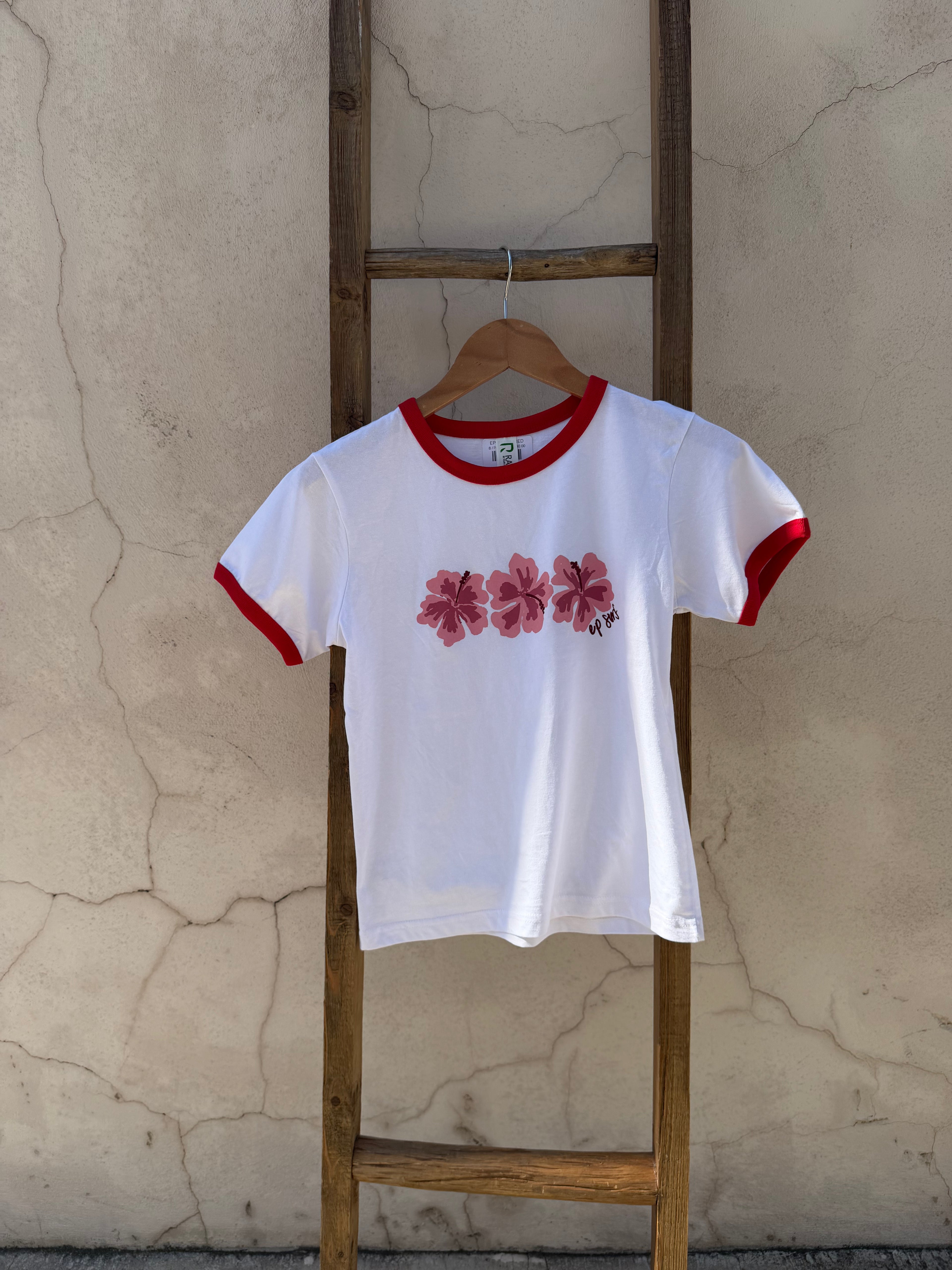 EP SURF Kids Hibiscus Ringer Tee - Red/Pink