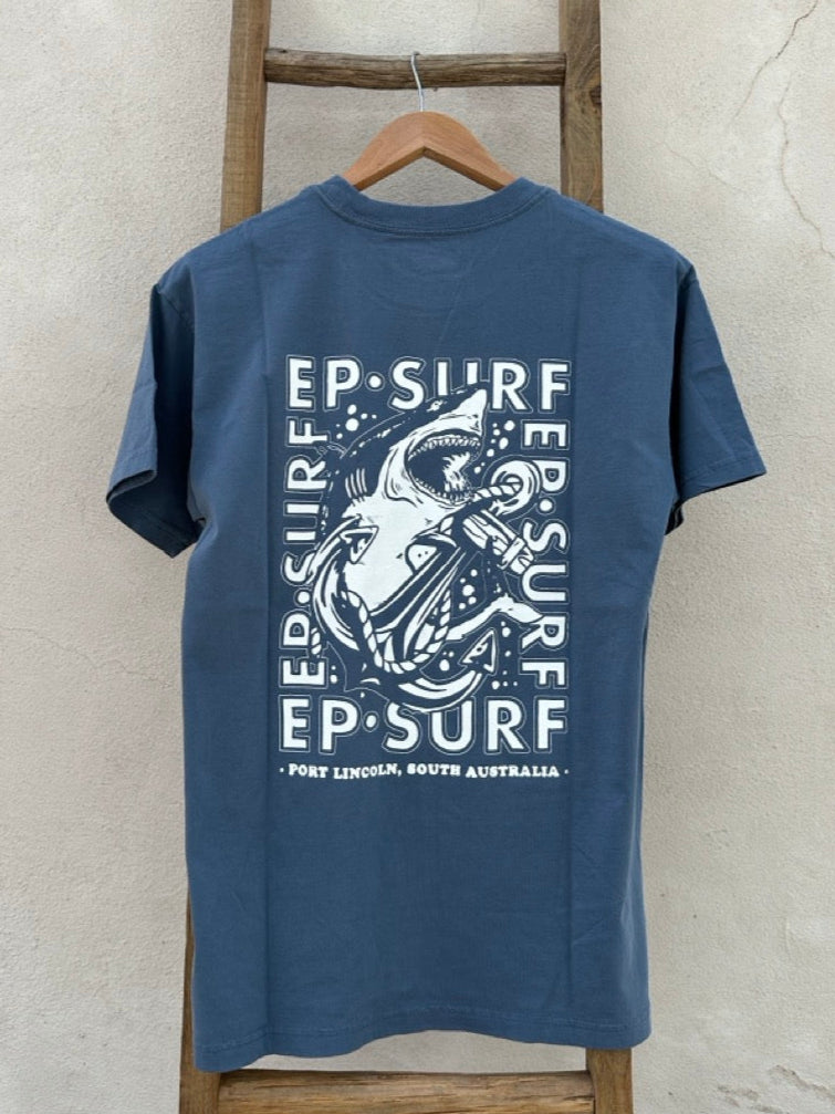EP SURF Mens Biffy Shark Tee - North Sea Blue