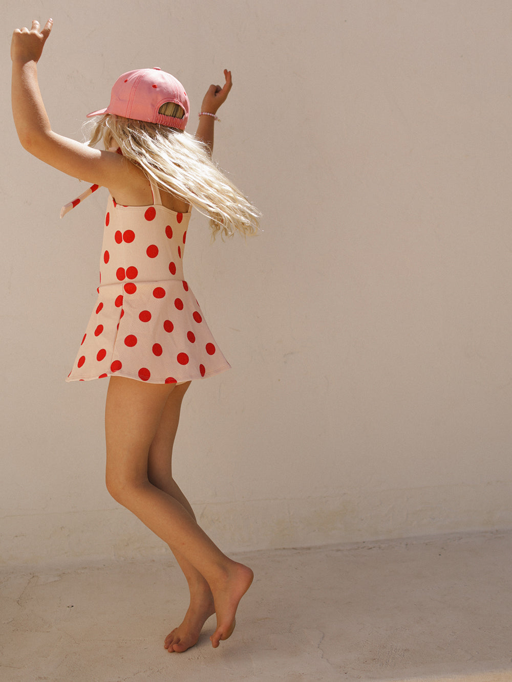 Small Swim Club Red Polka Swim Dress in Polka