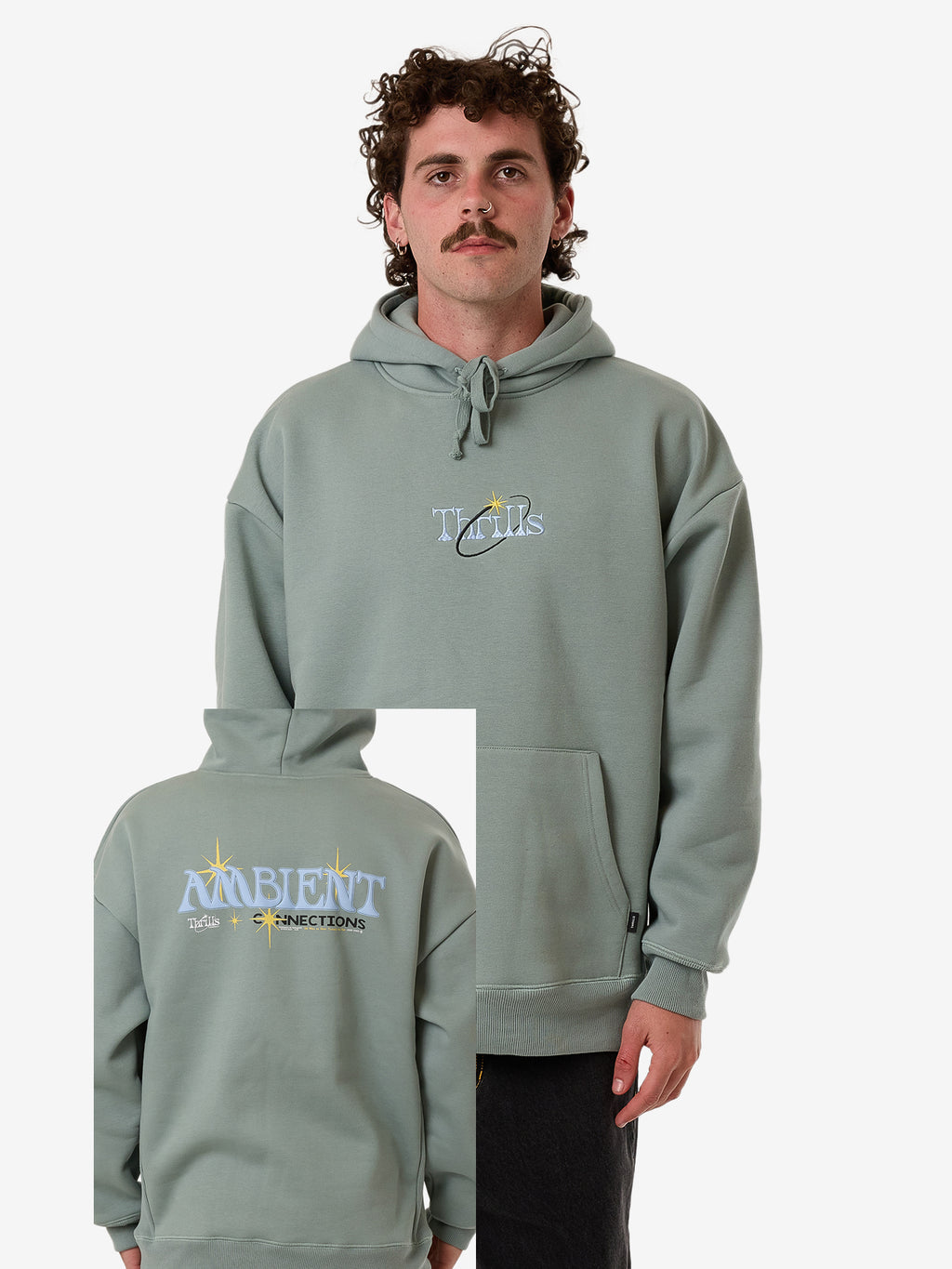 Thrills Ambient Connections Slouch Pull On Hood - Chinois Green in Chinois Green