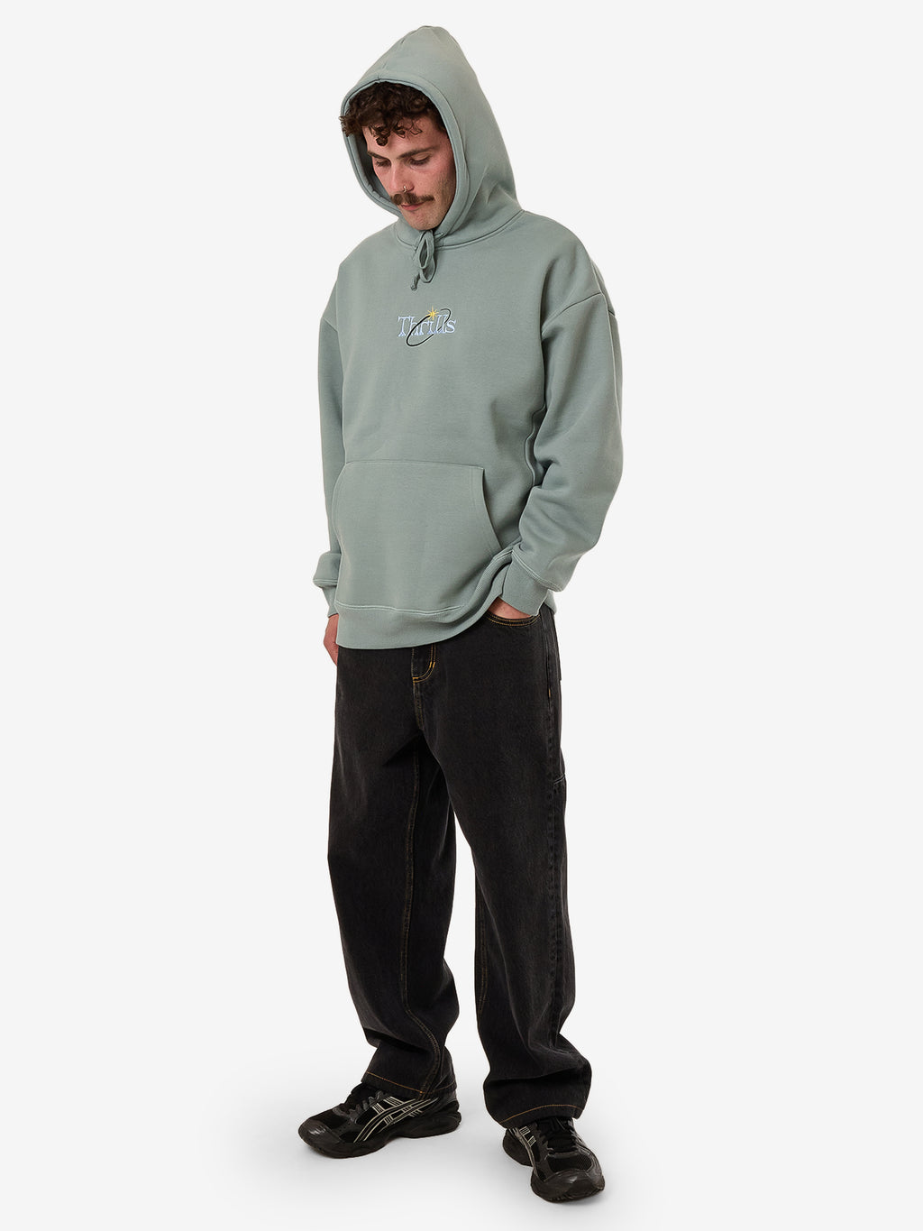 Thrills Ambient Connections Slouch Pull On Hood - Chinois Green in Chinois Green