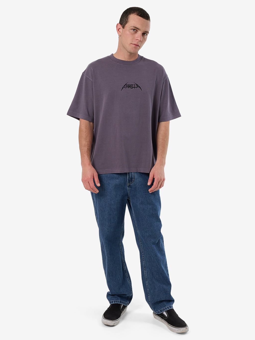 Thrills Limitless Mind Embro Box Fit Oversize Short Tee - Purple Ash in Purple Ash